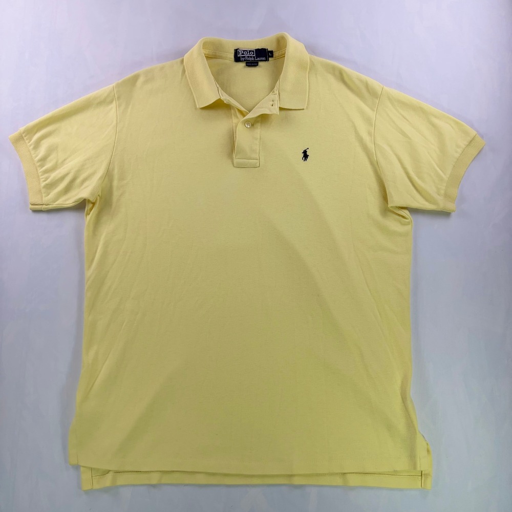 Vintage Polo Ralph Lauren Polo Shirt Mens Large Yellow USA Cotton Classic - Picture 2 of 11
